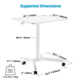 AVLT 48" Ambidextrous Standing Desk, Mobile Adjustable Height Rolling Laptop Desk, Folding Computer Projector Cart with Brake Casters, Portable White Desk for Home Office AVLT