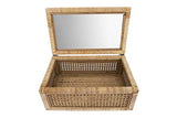 Creative Co-Op Modern Decorative Rectangle Woven Rattan and Wood Display Boxes with Glass Top, Set of 2 Sizes, Natural Finish Creative Co-Op
