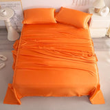 NTBAY Silk Satin Full Sheet Set, 4-Piece Luxury and Soft Bedding Set Cooling Silky Sheets for Hair and Skin, Includes 2 Pillowcases, 1 Flat Sheet, 1 Fitted Sheet with Deep Pocket, Orange NTBAY
