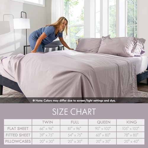 ClevaHome Queen Size Sheet Set - 6 Piece Soft Breathable Luxury Bed Sheet Set - Shrinkage & Fade Resistant Embroidered Bedding Sheet with Deep Pocket, 2 Extra Pillowcases (Queen, Purple Dove) Cleva