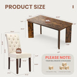 MALOL 7-Piece Rectangular Dining Table Set for 6, 63" Industrial Kitchen Table with 6 Tufted Parsons Dinner Chairs for Dining Room, Kitchen, Living Room, Brown+Beige MALOL