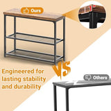 Besiost 32" Small Console Table with Storage, 3-Tier Industrial Narrow Entryway Table with Mesh Shelves, Sofa Table Behind Couch for Hallway Foyer Living Room, Sturdy Metal Frame, Rustic Brown Besiost