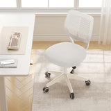 SJZNOI Armless Desk Chair Swivel Office Rolling Chair with Soft Padded Cushion, Height Adjustable Small Task Chair, Ergonomic Study Computer Chair for Kids Girls Boys Teens (White, 1PC) SJZNOI