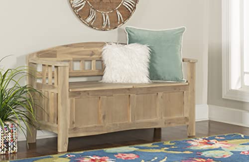 Linon Natural Washed Storage Frankie Bench, Seat Height of 18" - WoodArtSupply