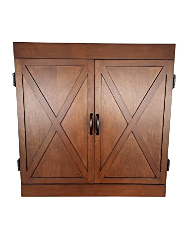 Hathaway Farmington Dartboard and Cabinet Set - Includes 18-in Dartboard, Steel-Tip Darts, Chalk Scoreboards - Perfect for Family Game Rooms, Basements, Home Bars, Walnut Hathaway