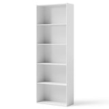 Tangkula 5-Shelf Bookcase, 23.5''L x 9.5''W x 67''H, Multi-Functional Wood Storage Display Open Bookshelf for Home Office (White) Tangkula