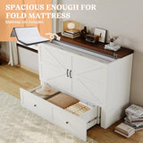 Murphy Bed Cabinet with Charging Station, Full Size Murphy Bed with Large Storage Drawer for Bedroom, Living Room, Home Office Generic