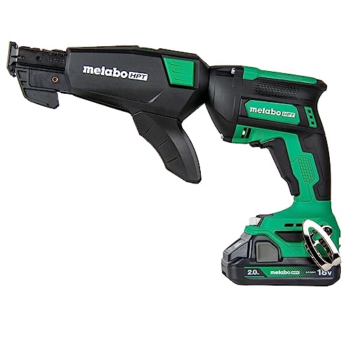 Metabo HPT Cordless 18V MultiVolt™ Drywall Screw Gun Kit | Includes Collated Screw Magazine Attachment | Includes 1-18V 2.0 Ah Battery | Lifetime Tool Warranty | W18DAQB Metabo HPT