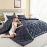 MIOTO 128x120 Oversized King Comforter, Extra Large King Size Comforter Oversized, All Season Soft Lightweight Quilt Down Alternative Duvet Insert with 8 Corner Tabs(128x120, Grey) MIOTO