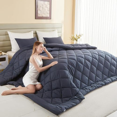 MIOTO 128x120 Oversized King Comforter, Extra Large King Size Comforter Oversized, All Season Soft Lightweight Quilt Down Alternative Duvet Insert with 8 Corner Tabs(128x120, Grey) MIOTO