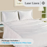 100% Egyptian Cotton Sheets King Size - Naturally Cooling & Breathable 4 Piece Silky Sateen Weave King Size Sheets Set, Ultra-Soft & Durable Hotel Luxury Sheets with 15" Snug Fit Deep Pockets - White LANE LINEN