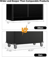 OREALLANDROL 72"x44"x22" Metal Garage Storage Cabinet with Wheels & Pegboards, Black Steel Locking Cabinet with 4 Adjustable Shelves, Rolling Tool for Garage, Basement, Home, Office OREALLANDROL