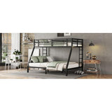 Bellemave Twin XL Over Queen Metal Bunk Bed with 2 Side Ladder, Guardrail and Metal Slats, Heavy Duty Metal Bunk Bed Frame for Kids, Teens and Adults, Twin XL-Over-Queen Bellemave