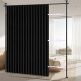 AJAZZ Room Divider Curtain (Black, W100 x L84 in, 1 Panel)+ Tension Curtain Rod No Drilling (H) 43-120×(W) 35-100 in, for Privacy/Soundproof Curtains, Heavy Duty Wall Separator AJAZZ