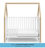 Storkcraft Orchard 5-in-1 Convertible Crib (White with Driftwood) – GREENGUARD Gold Certified, Canopy Style Baby Crib, Converts from Crib to Toddler Bed, Daybed and Full-Size Bed Storkcraft