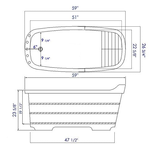 ALFI brand AB1148 59-Inch Free Standing Oak Wood Bath Tub with Chrome Tub Filler ALFI brand