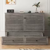 PUREMIND Cabinet Bed - Queen Murphy Bed with Mattress Included - Murphy Bed Queen with Storage Drawers, USB Charging Station, Headboard, Space Saving Wallbed for Guest Room and Small Space PUREMIND