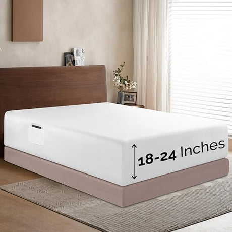 Elegant Comfort 1500 Premium Hotel Quality 18-24 Inches Deep - Extra Deep Pocket Single Fitted Sheet for High Mattress, Luxury and Softest, Smart Pocket - Wrinkle Free, King, White Elegant Comfort