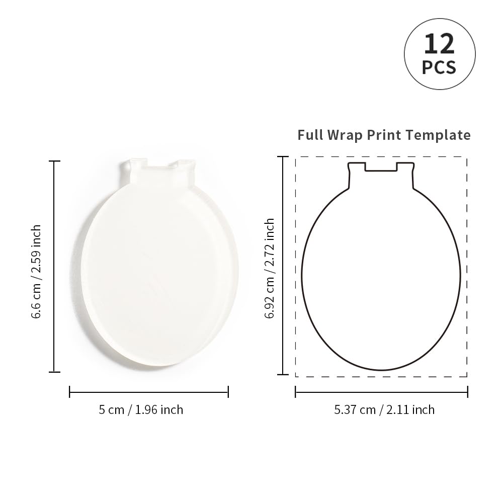 PYD Life 12 Pack Sublimation LED Keychains Acrylic Blanks Oval White 2.6" x 1.9",1/6" Thick(4 mm) Light Up 7 Colors Sublimation Night Light Blanks