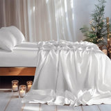 LBRO2M 100% Linen Sheet Set King Size, Bed Sheets 4 Piece Sets, Solid Color Natural Flax Bed Sheets Soft Breathable Bedding, 16" Deep Pocket, All Season (King, White) LBRO2M
