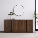 Walker Edison Liss Contemporary 4-Door Minimalist Sideboard, 70 Inch, Dark Walnut Walker Edison