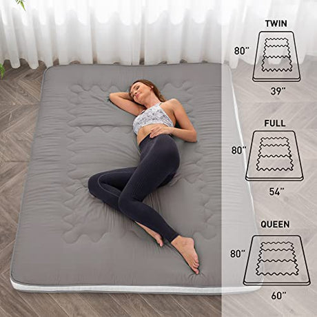 Dr.Futon Japanese Floor Futon Mattress Extra Thick Folding Roll Up Bed Topper Mat for Guest,Lounger and Tavel Dr.Futon