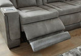 Signature Design by Ashley Next-Gen DuraPella Modern Faux Leather Power Reclining Loveseat with Console & Adjustable Headrest, Gray Signature Design by Ashley