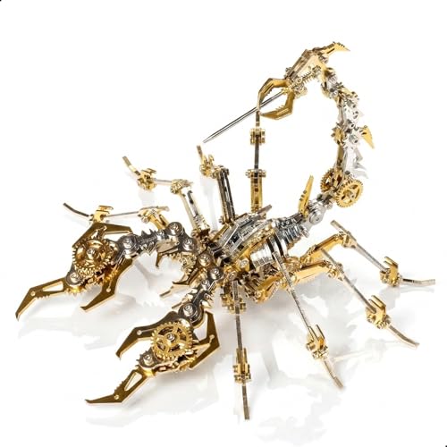 Kolotesame Scorpion 3D Metal Puzzle Model for Adults, DIY Mechanical Scorpion Challenging Building Kit with Tool, Cool Desk Decor for Man or 3D Building Enthusiasts Gift (Gold)