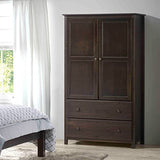 Grain Wood Furniture Shaker 2-Door Wardrobe, Solid Wood with Expresso Finish Grain Wood Furniture