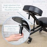 Sleekform Ergonomic Kneeling Chair - Adjustable Seat Angle and Height - Ergonomic Posture Kneeling Stool Chairs for Office and Home - Thick Comfortable Cushions, Wheels Sleekform
