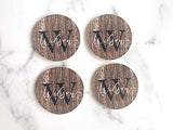 Personalized Coasters for Drinks CustomCoaster Set Monogrammed Initial Name Housewarming Gift Handmade by The Painted Pug (Dk Brown Barnwood) The Painted Pug