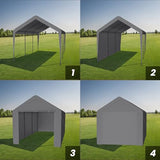 Kecreque Carport 10x20 Heavy Duty Portable Garage w/Removable Sidewalls & Roll-Up Door Car Canopy Party Tents Waterproof UV Resistant All Weather Car Port for Trucks,Boats(Grey) Kecreque