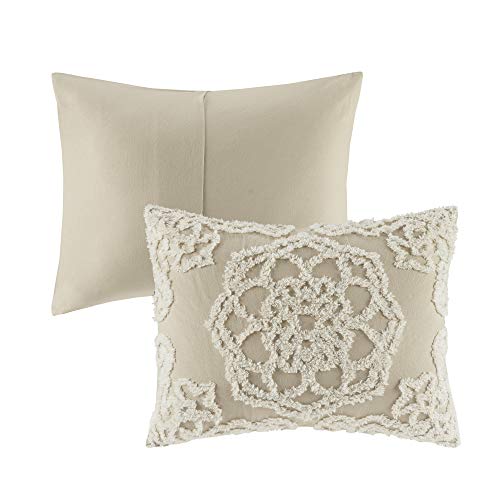 Madison Park Laetitia Lightweight 100% Cotton Quilt Set, Breathable Chenille Tufted, Shabby Chic Boho Medallion Design, Sham, Floral Ivory w/ Tassels, King/California King (104 in x 92 in) 3 Piece Madison Park