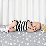 Crib Sheets for Boys or Girls 2 Pack, Fitted Crib Sheet for Standard Size Crib and Toddler Mattresses, Soft and Breathable Material, Grey & White Moonsea