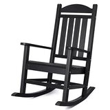Devoko Rocking Chair Plastic Outdoor Indoor Patio Rocker Chair High Back All Weather Rocker for Patio Backyard Porch Garden (Black) Devoko