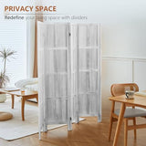 Asnefeli Wood Room Divider 4 Panel, 5.6 FT Tall Room Divider and Folding Privacy Screen, Partition Divider for Room Separation, Wooden Wall Divider Screen for Home Office Bedroom (Retro White) Asnefeli
