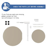 bilbil Round Pneumatic Adjustable Standing Desk, Space-Saving Circular Design with Locking Casters, Mobile Workstation for Home Office, Height-Adjustable Overbed Table, 31.5 Inch, Khaki Finish bilbil