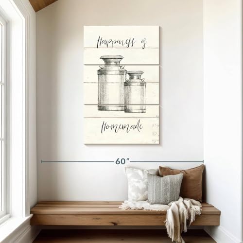 Elephant Stock - Life At Home I Shiplap Wall Art - Vertical Multi Panel Canvas - 3 Piece Living Room Wall Decor - Drawing Happiness Quotes Multi Piece Wall Art - Beige And Black Decor by Avery Tillmon - 28" x 45" ElephantStock
