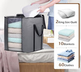 SLEEPING LAMB 120L Extra Large Blanket Storage Bags Breathable Clothes Storage Containers for King Comforter Bedding Pillow Sheet, Reinforced Handles, Grey SLEEPING LAMB