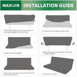 MAXIJIN Stretch Armless Futon Cover (67"-82") Jacquard Futon Couch Covers Full Queen Size Sofa Bed Slipcover Washable Mattress Furniture Protector with Elastic Bottom, Beige MAXIJIN