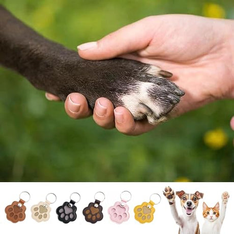 Sakinre Pet Memorial Gifts for Cat Dog, Cute Leather Paw Keychain, Pet Hair Keepsake Keyring for Bag Purse Keys Backpack, Paw Charm Pendant Key Holder for Pet Lover (Light Brown) Sakinre