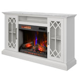 duraflame® Electric Fireplace Farmhouse Media Console for 65 Inch TVs with Glass Doors, Bright White Duraflame