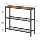 HOOBRO 29.5" Narrow Console Table, Set of 2, Entryway Table with Shelves, Thin Sofa Table, Behind Couch Table, Display Side Table, for Hallway, Entrance, Living Room, Rustic Brown and Black BF73XGP201 HOOBRO
