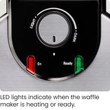 Chefman Rotating Belgian Waffle Maker, 180° Flip Iron w/ Non-Stick Plates, Adjustable Timer, Locking Lid, & Drip Plate, Space Saving Storage, Mess-Free Breakfast, Stainless Steel/Black Chefman