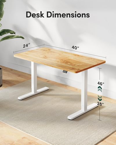 FEZIBO Electric Standing Desk Height Adjustable, 40 x 24 Inches Sit Stand up Desk, Home Office Computer Desk Rising Memory Presets (Light Rustic) FEZIBO