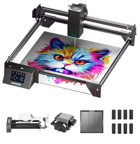 Longer RAY5 20W Laser Engraver with Air Pump,440mm*440mm Honeycomb, Y-axis Rotary Roller 360° Rotation with Bracket，8Pcs Laser Engraver Raiser Laser，DIY Engraver Tool for Metal/Glass/Wood QFLONGER