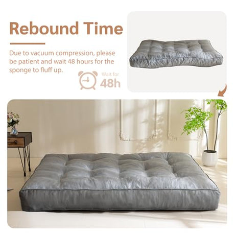 YOSHOOT 8 Inches Futon Mattress, Queen Size Floor Mattress for Adults, Thick Futons Sofa Couch Bed, Shredded Foam Filling, Medium Firm(Frame Not Included), 59"x80", Grey YOSHOOT