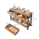 HOMBAZAAR Entryway Table,Rustic Console Table with 2 Drawers, Industrial Console Tables with Storage for Entryway, Hallway, Living Room,Brown,47 Inch HOMBAZAAR
