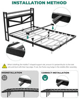 DWVO Full Size Floating Bed Frame with RGB LED Lights and Charging Station, Upholstered Platform Bed Frame with 2-Tier Storage Shelf Headboard, Solid Metal Slats, Noiseless, Easy Assembly, Black DWVO