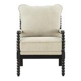 OSP Home Furnishings Eliza Spindle Accent Chair, Linen Fabric with Black Wood OSP Home Furnishings